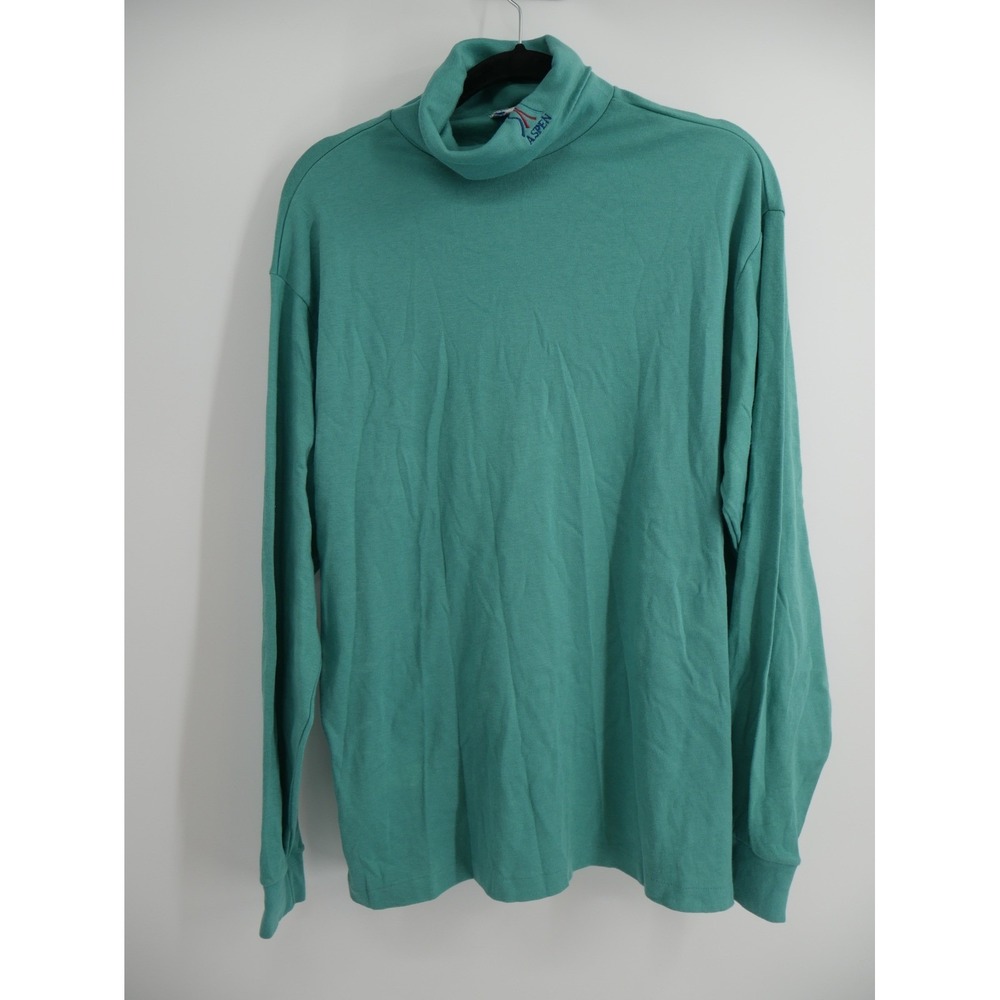 Crazy Shirts Hawaii Aspen Turtle Neck XL Teal Green Embroidered VGUC Vintage